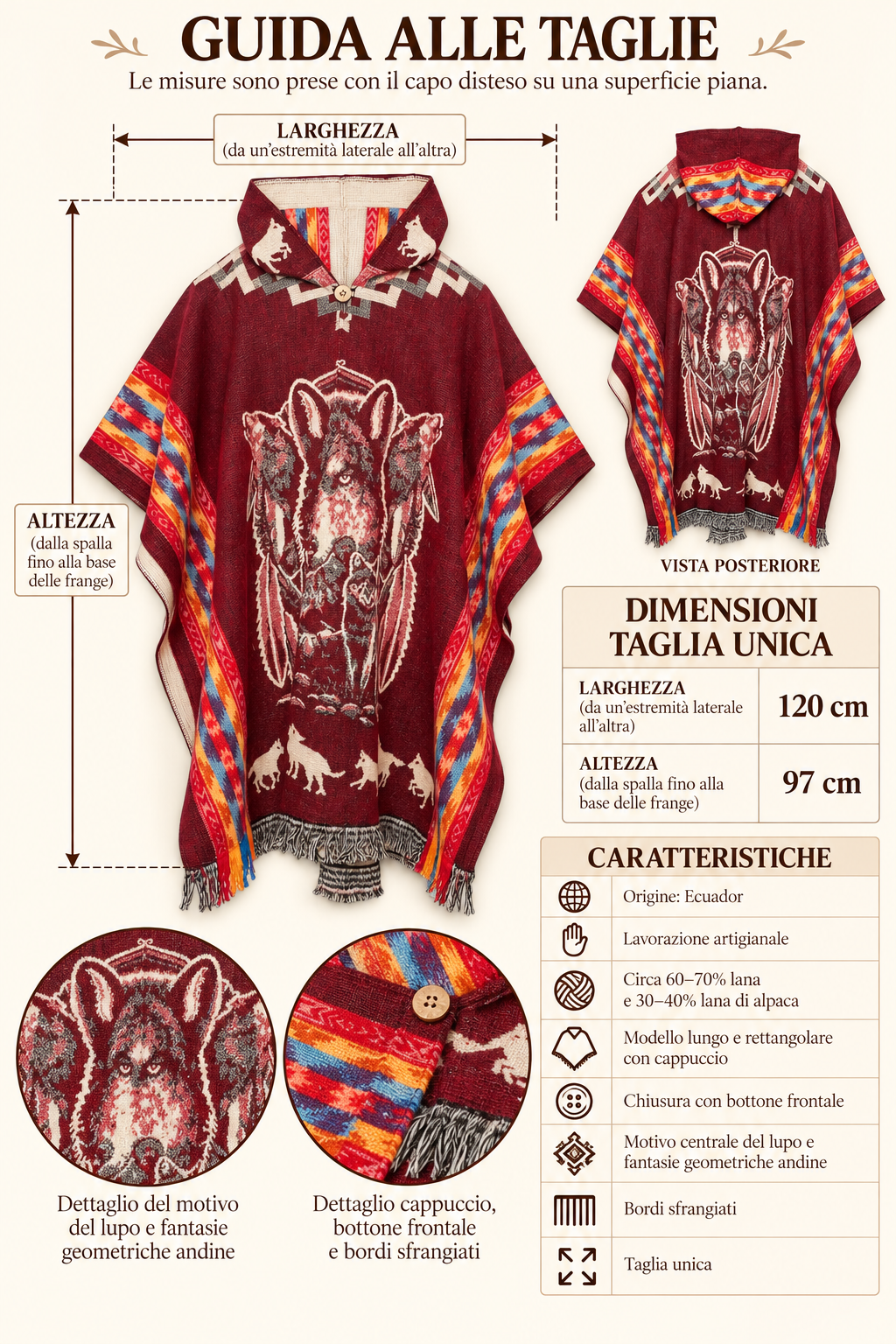 Poncho artigianale andino – Spirito del Lupo
