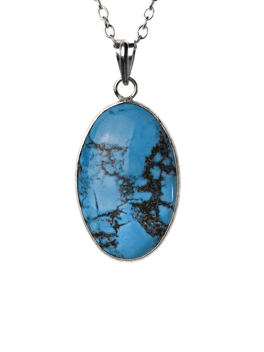 Collana Placcata Argento con Turchese Naturale