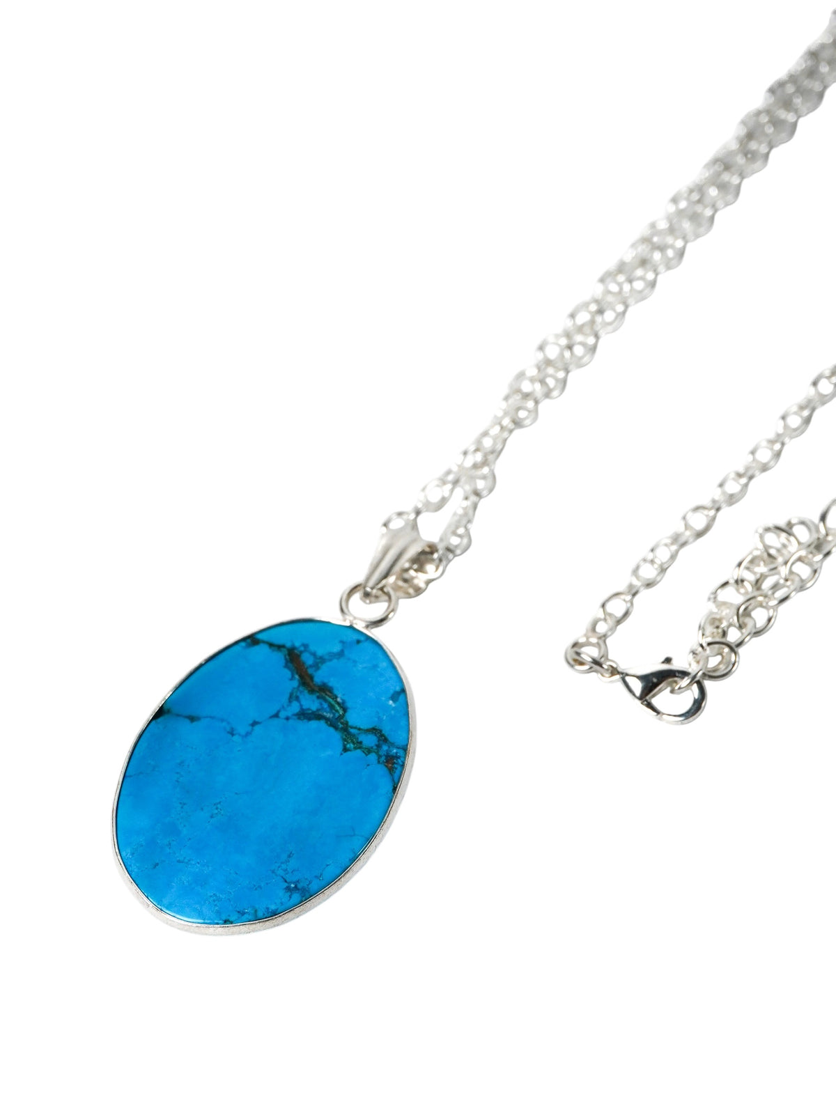 Collana Placcata Argento con Turchese Naturale