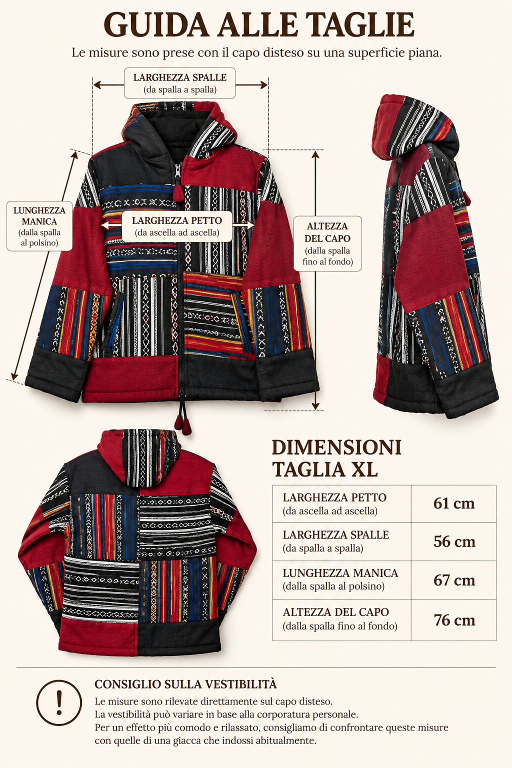 Giacca artigianale nepalese Etnika – Rosso e nero