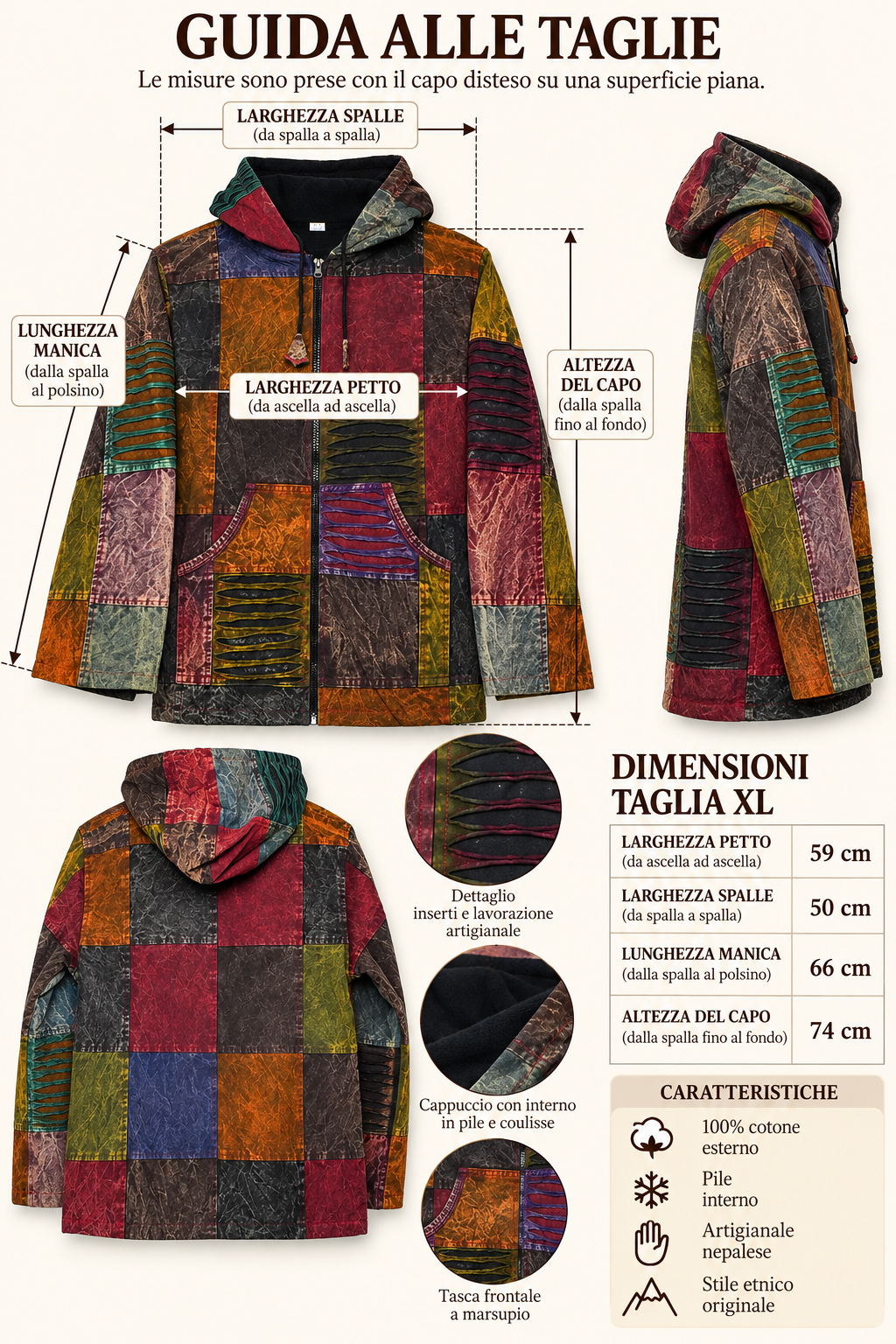 Giacca artigianale nepalese patchwork