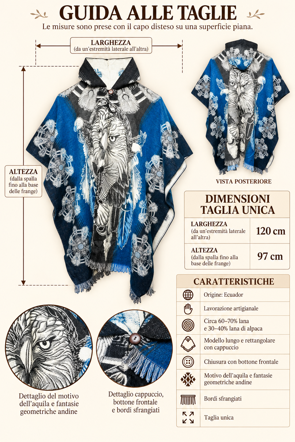 Poncho acquila blu