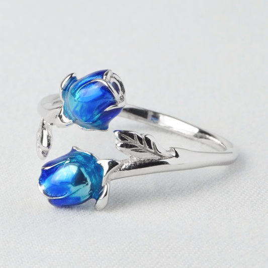 Anello Rosa Blu Gemella