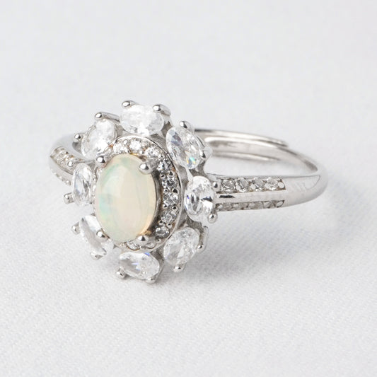 Anello Fiore Iridescente – Opale