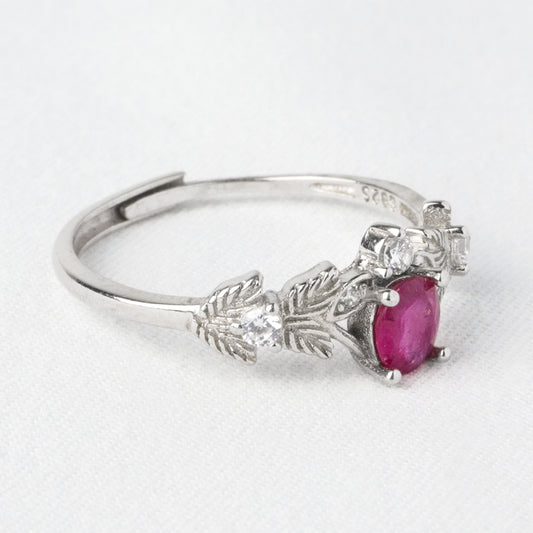 Anello Foglia di Luce – Rubino