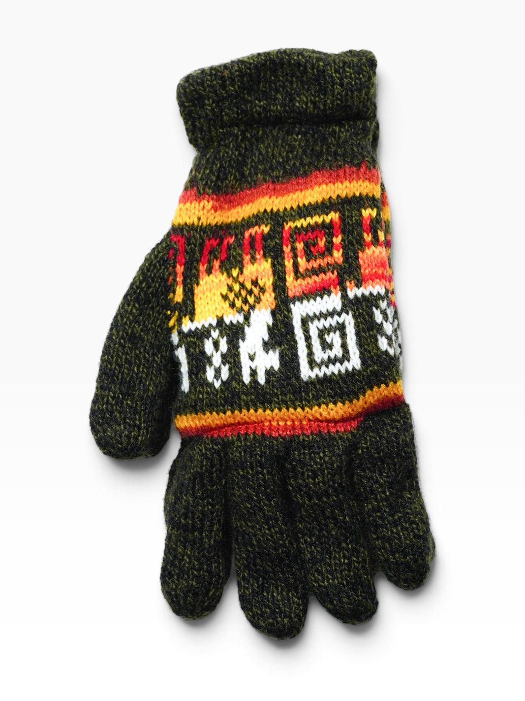 Guanti artigianali ecuadoriani in lana di alpaca – Fantasia andina multicolore