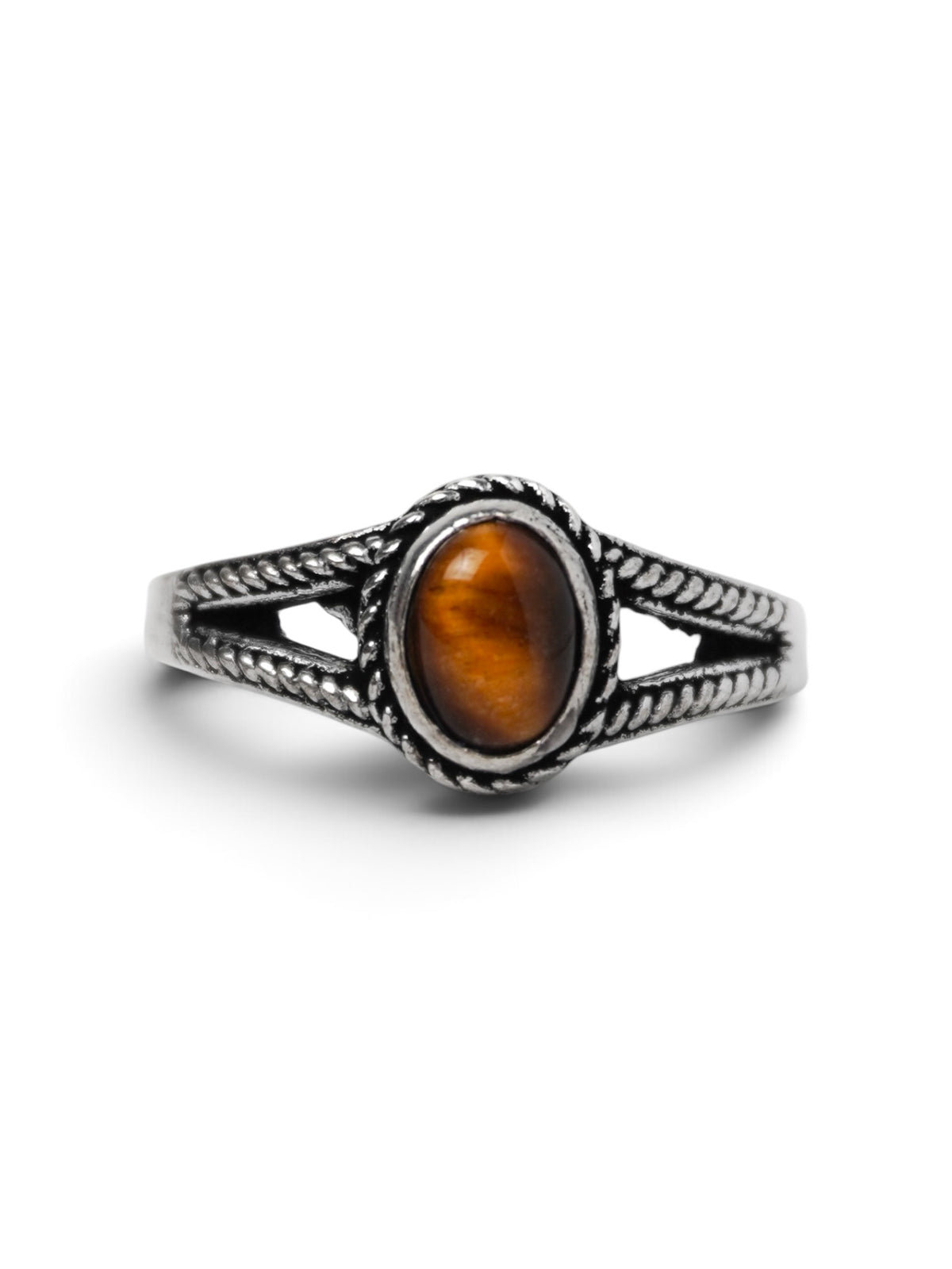 Anello Placcato Argento con Occhio di Tigre