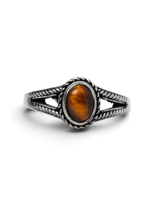 Anello Placcato Argento con Occhio di Tigre