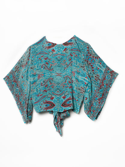 Top Incrociato Paisley Turchese