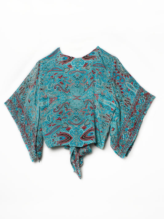 Top Incrociato Paisley Turchese