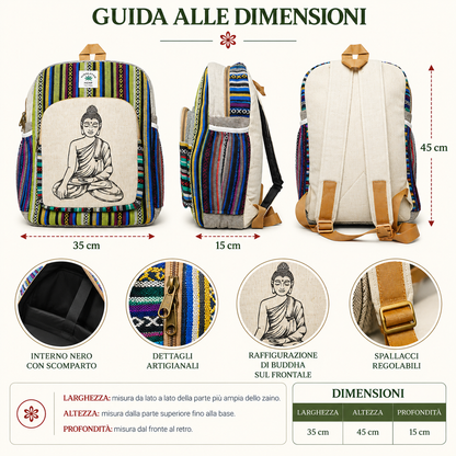 Zaino artigianale indiano in fibra di canapa – Buddha