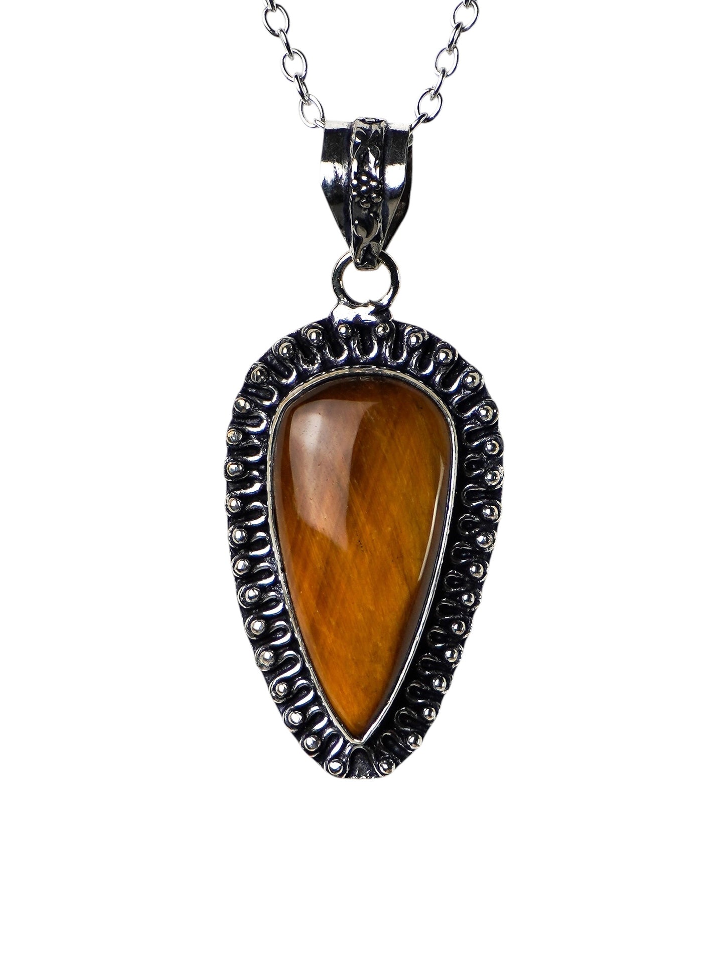 Collana Placcata Argento con Occhio di Tigre Naturale
