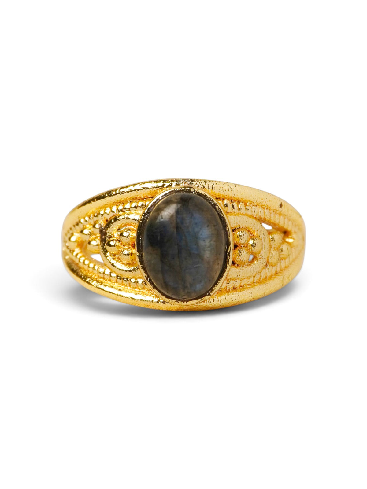 Anello Placcato Argento con Labradorite