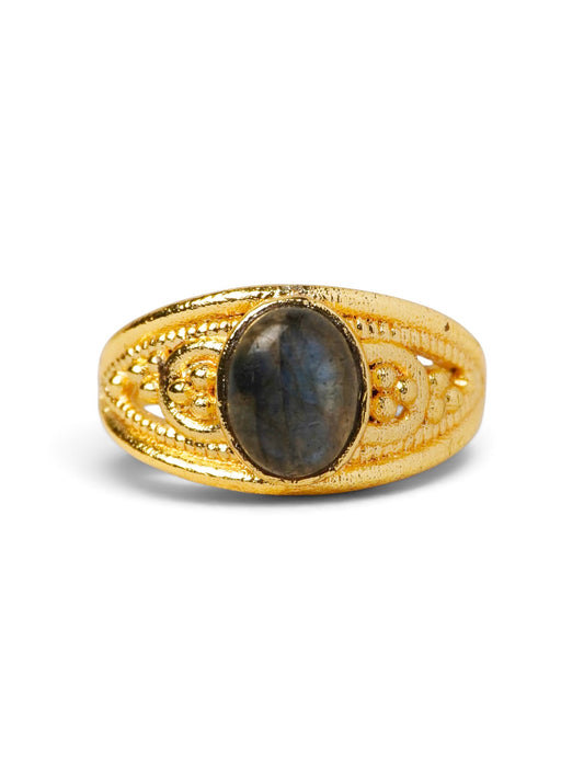 Anello Placcato Argento con Labradorite