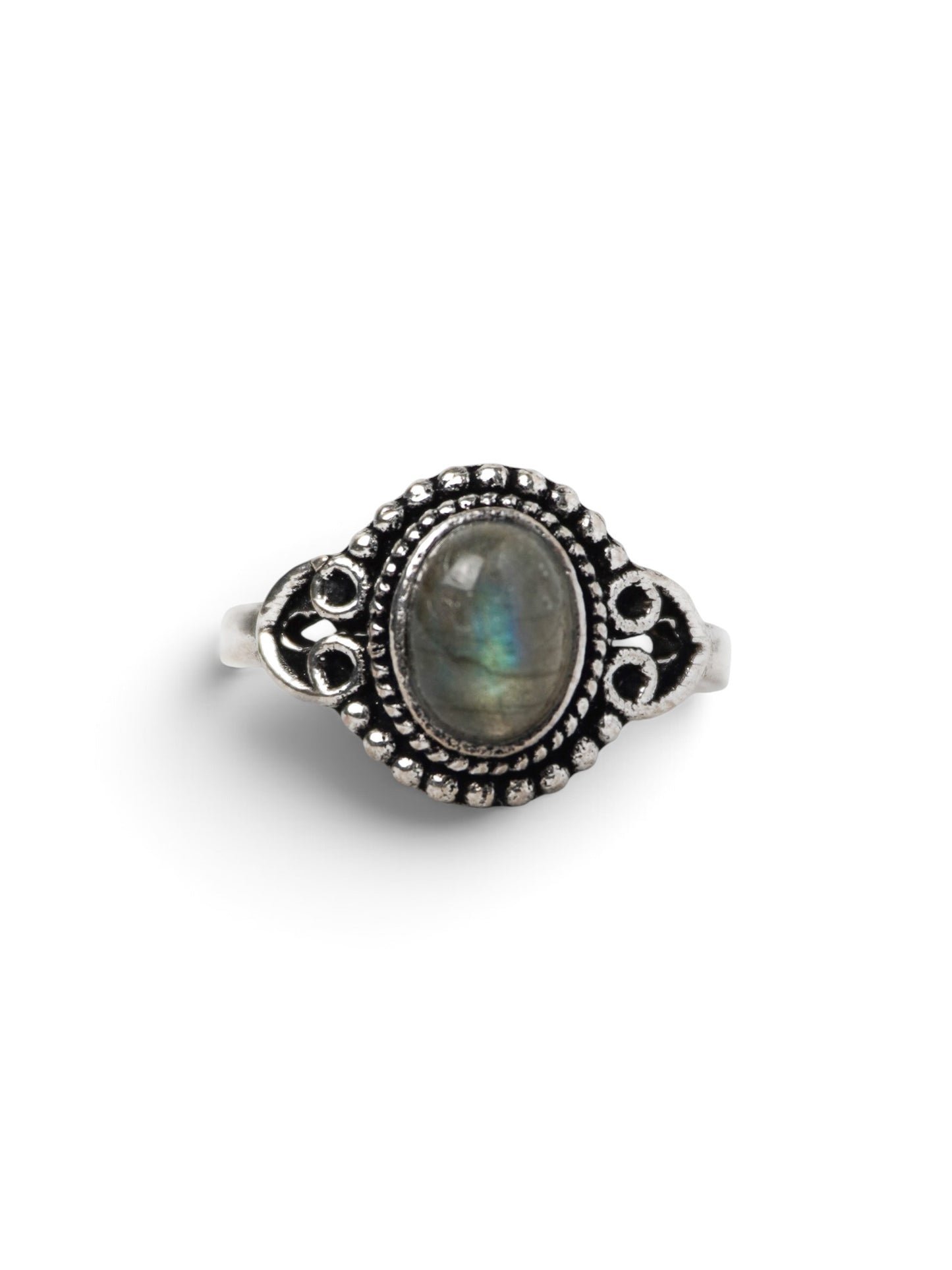 Anello Placcato Argento con Labradorite