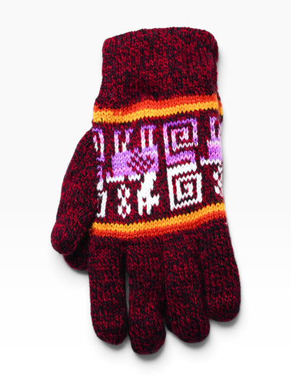 Guanti artigianali ecuadoriani in lana di alpaca – Fantasia andina multicolore