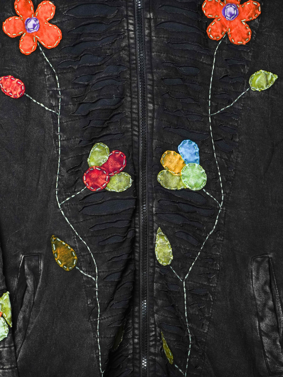 Cappotto artigianale indiano Etnika – Nero con fiori