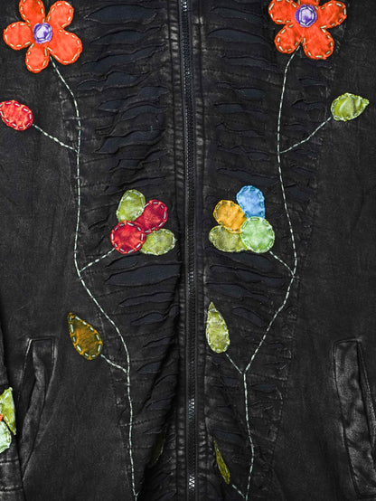 Cappotto artigianale indiano Etnika – Nero con fiori