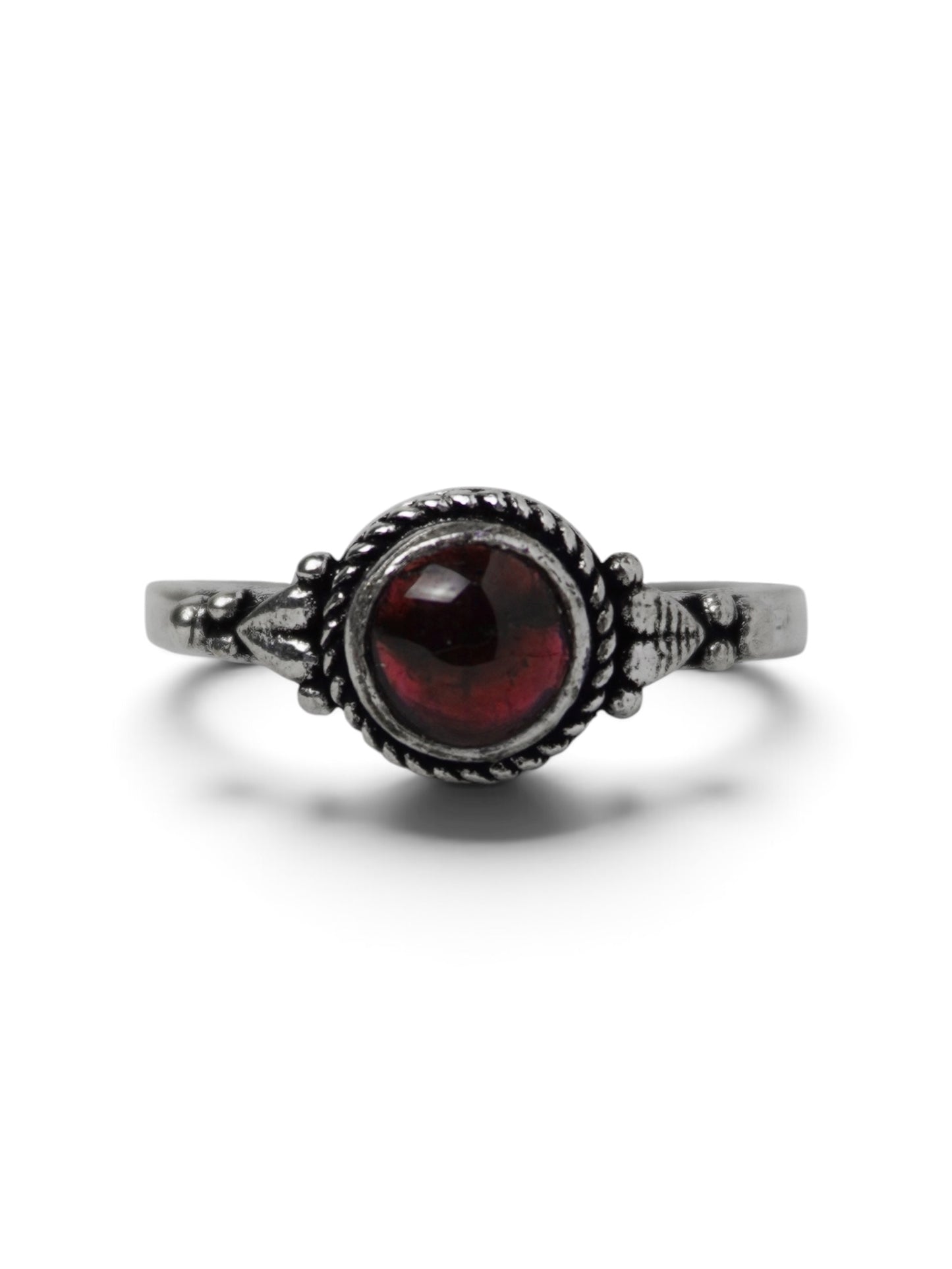 Anello Placcato Argento con Granato