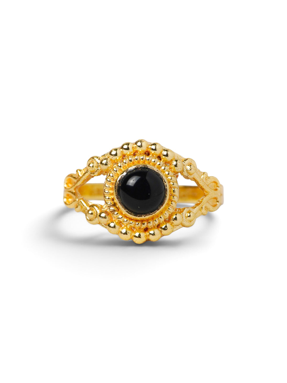 Anello Placcato Argento con Onice Nero