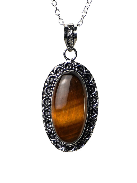 Collana Placcata Argento con Occhio di Tigre Naturale
