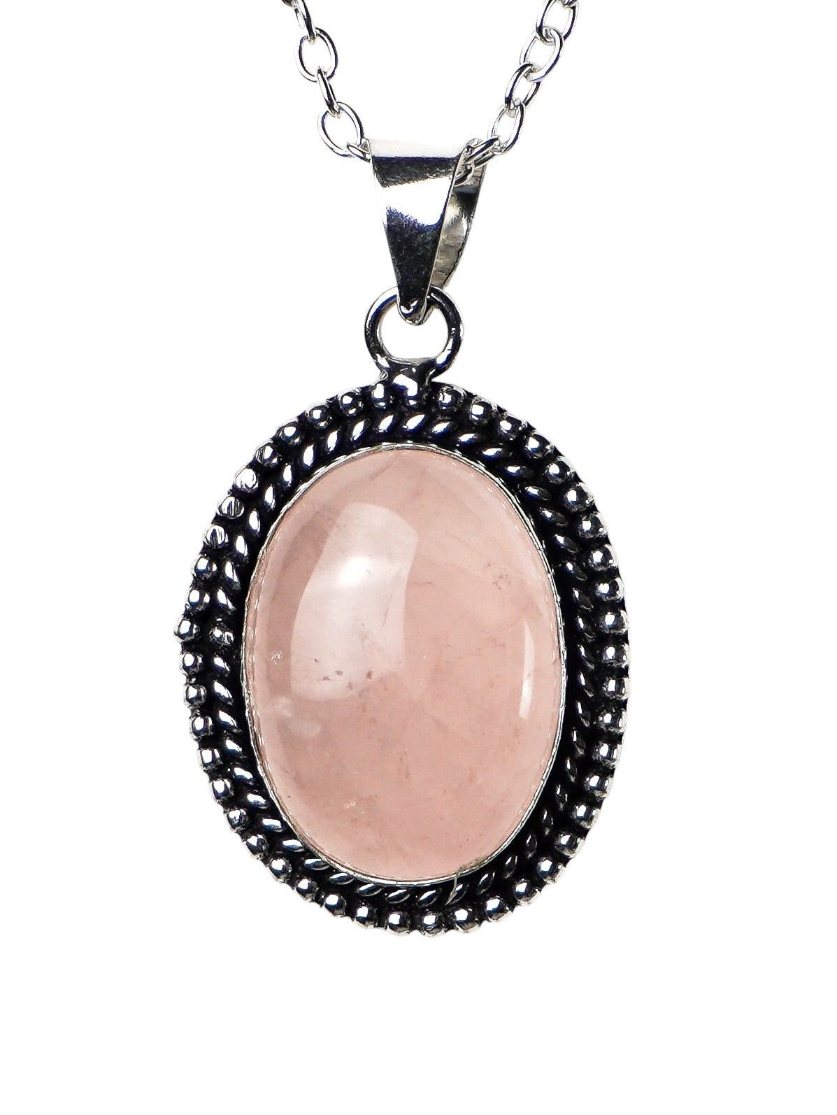 Collana Placcata Argento con Quarzo Rosa Naturale