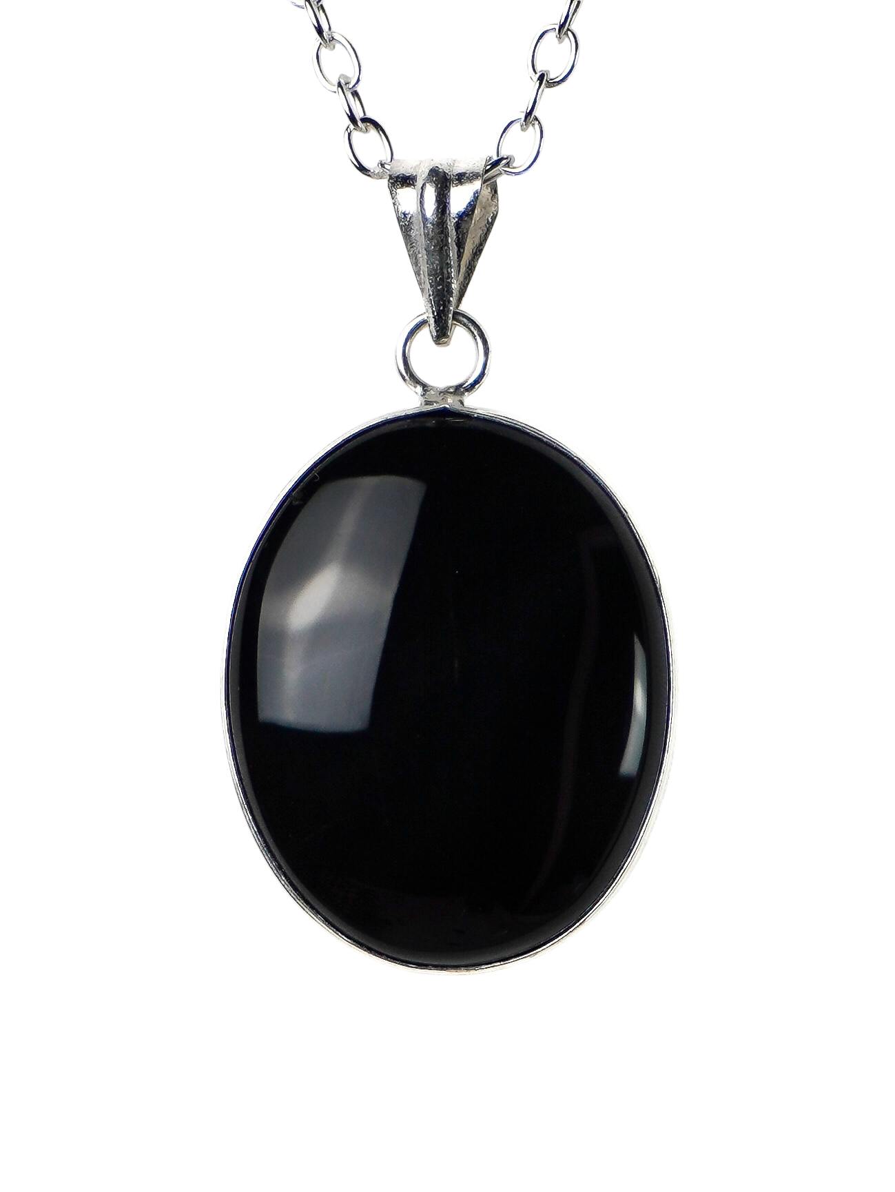 Collana Placcata Argento con Onice Nero Naturale
