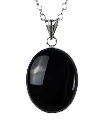 Collana Placcata Argento con Onice Nero Naturale