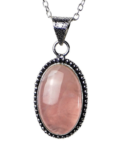 Collana Placcata Argento con Quarzo Rosa Naturale