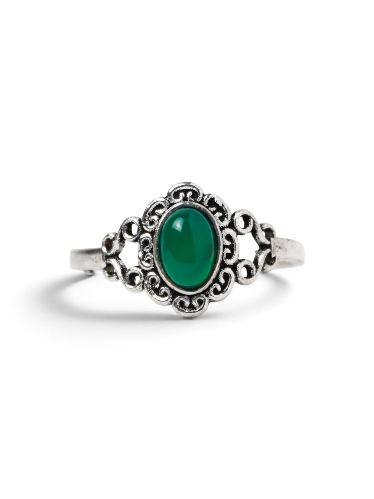 Anello Placcato Argento con Calcedonio Verde