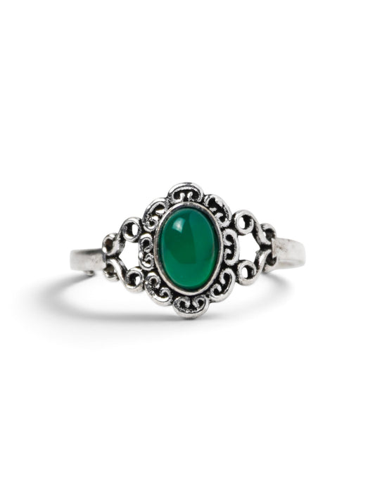 Anello Placcato Argento con Calcedonio Verde