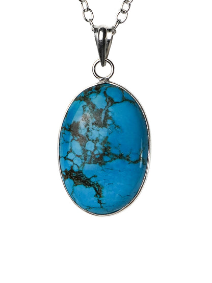 Collana Placcata Argento con Turchese Naturale