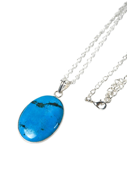 Collana Placcata Argento con Turchese Naturale