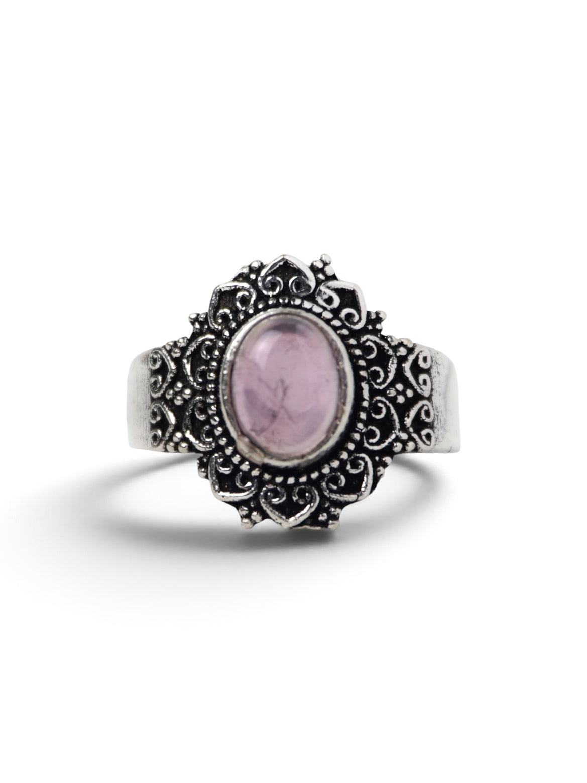 Anello Placcato Argento con Quarzo Rosa