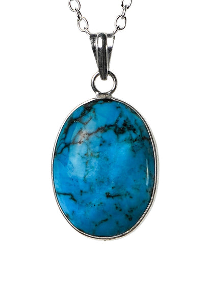 Collana Placcata Argento con Turchese Naturale