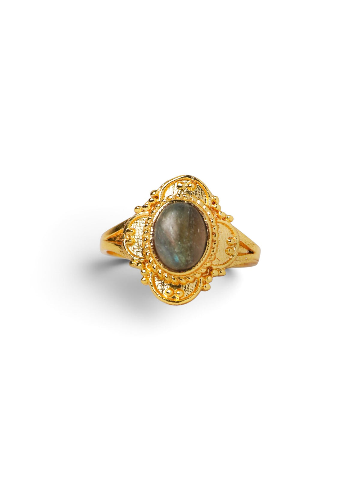 Anello Placcato Argento con Labradorite