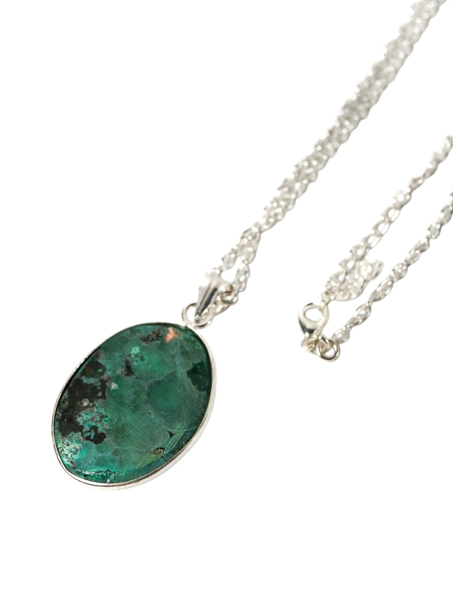 Collana Placcata Argento con Malachite Naturale