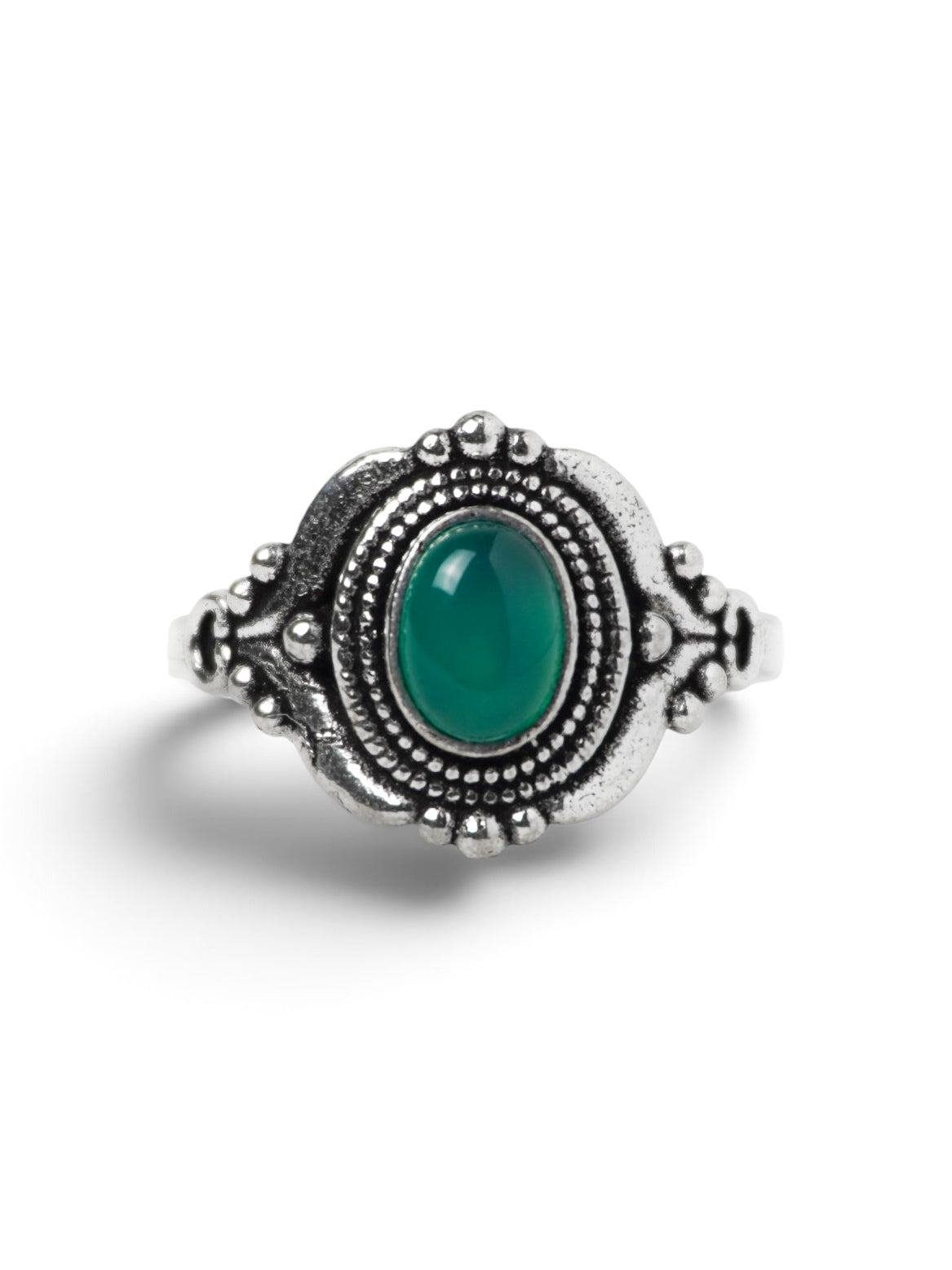Anello Placcato Argento con Calcedonio Verde