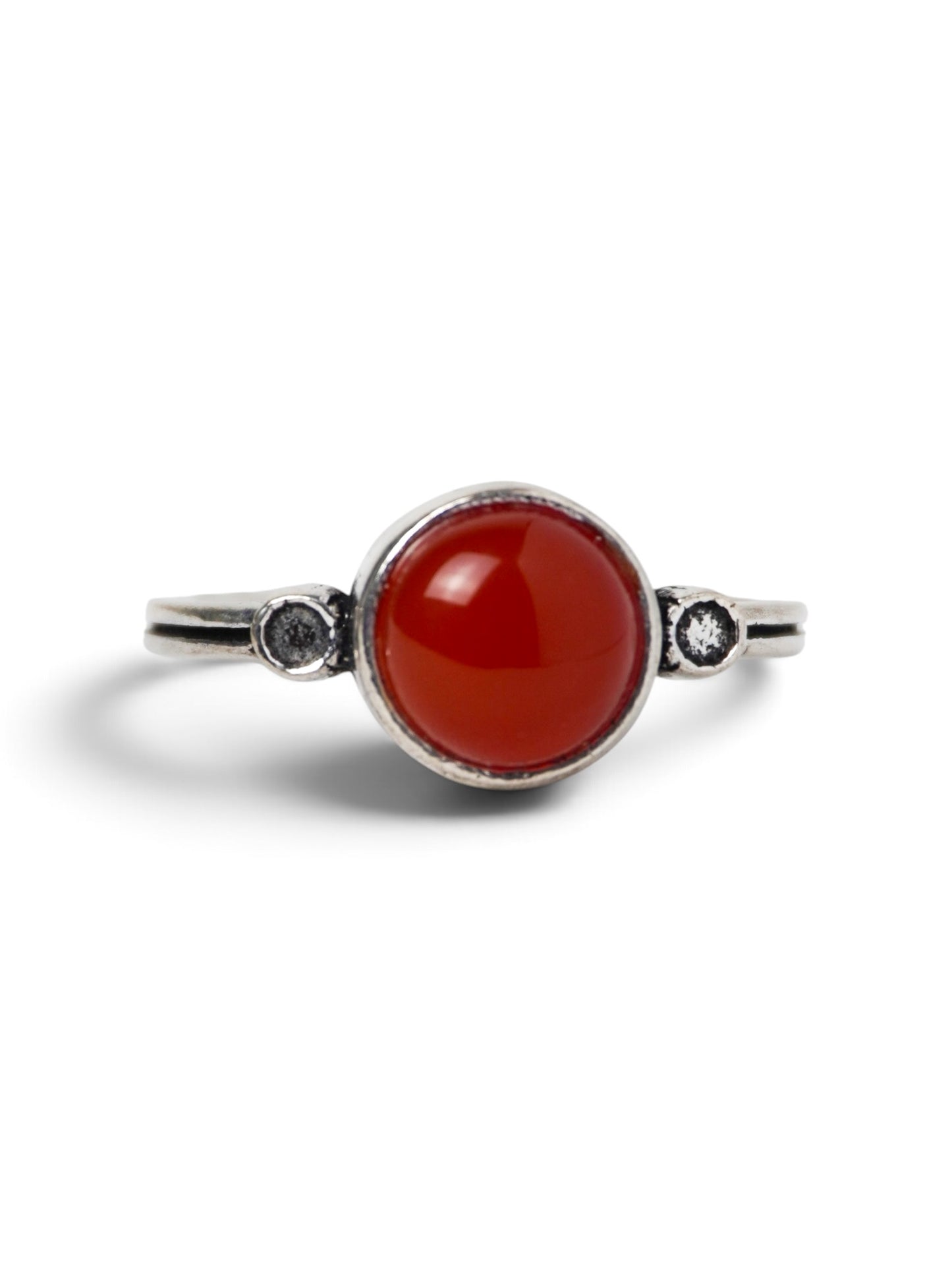 Anello Placcato Argento con Corniola