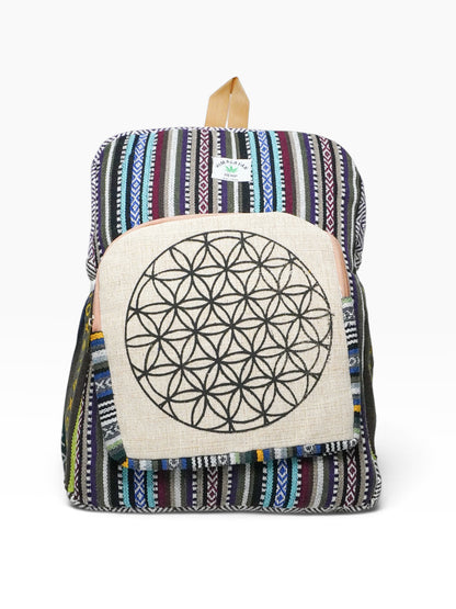Zaino artigianale indiano in fibra di canapa - Flower of Life