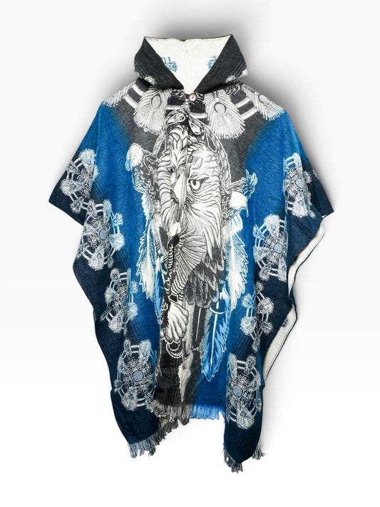 Poncho acquila blu
