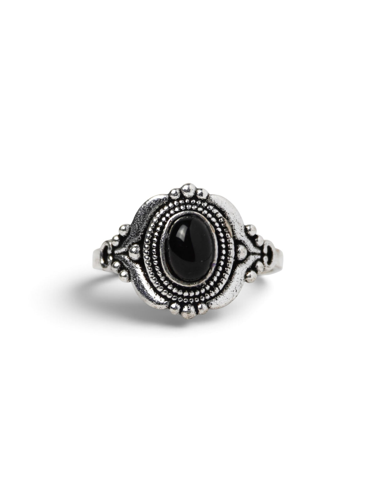Anello Placcato Argento con Onice Nero