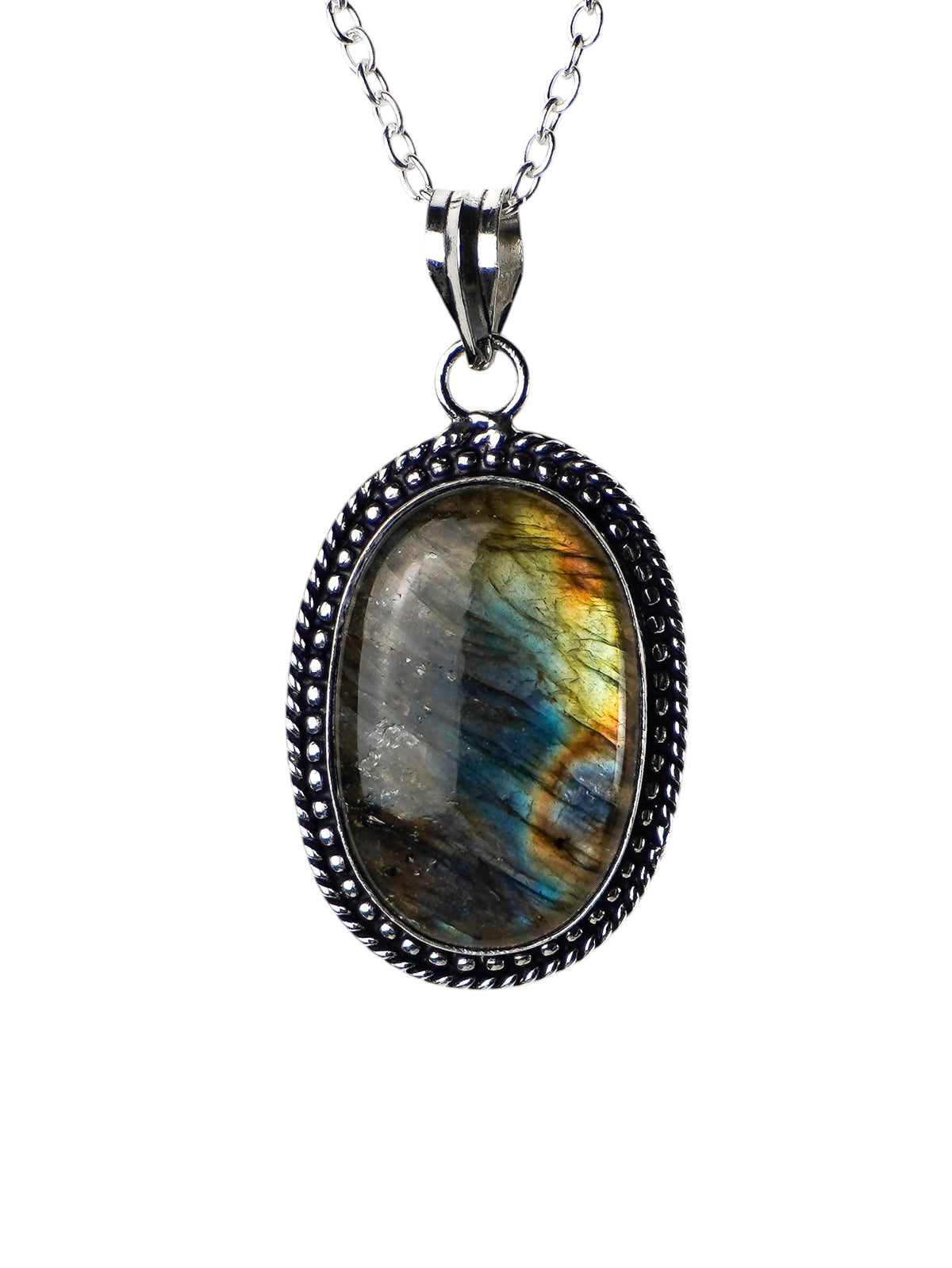 Collana Placcata Argento con Labradorite Naturale