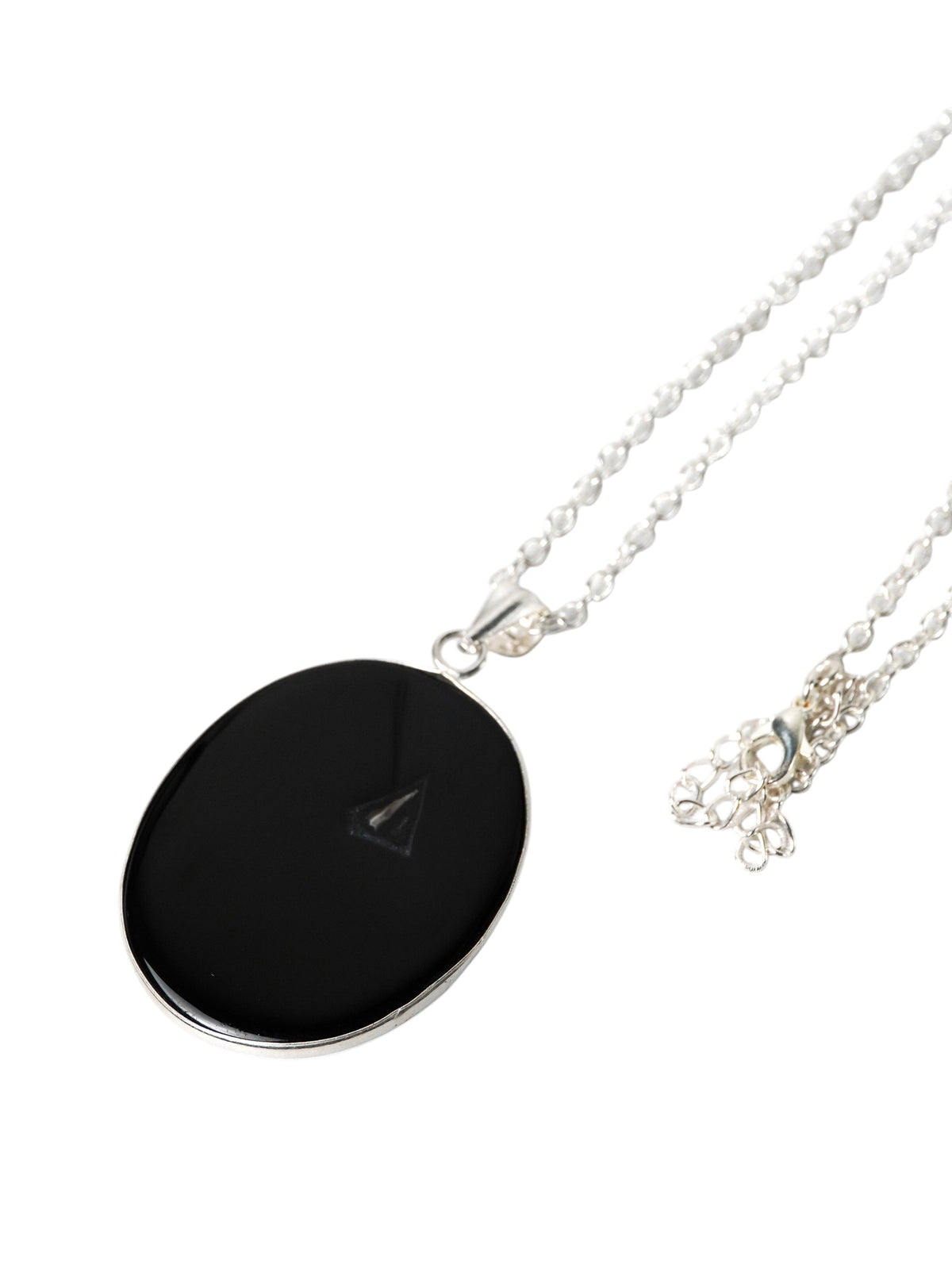 Collana Placcata Argento con Onice Nero Naturale