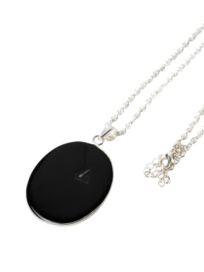 Collana Placcata Argento con Onice Nero Naturale