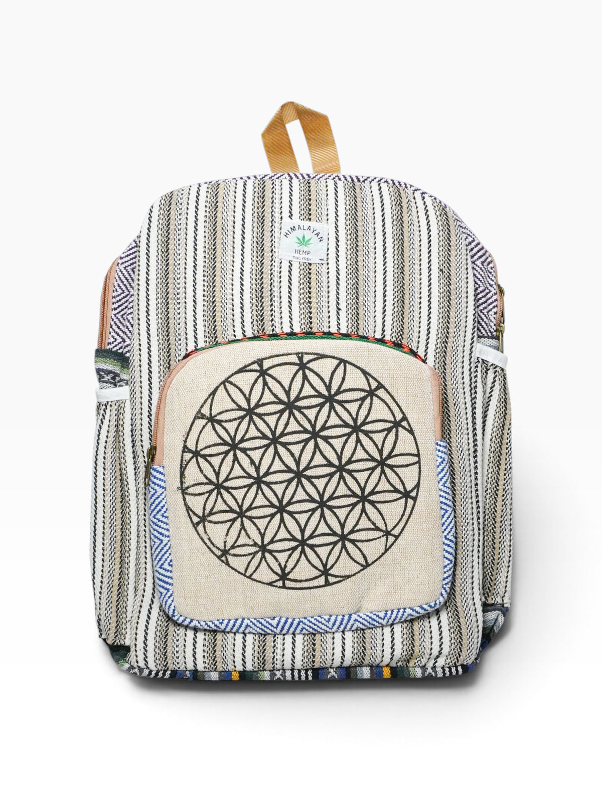 Zaino artigianale indiano in fibra di canapa - Flower of Life