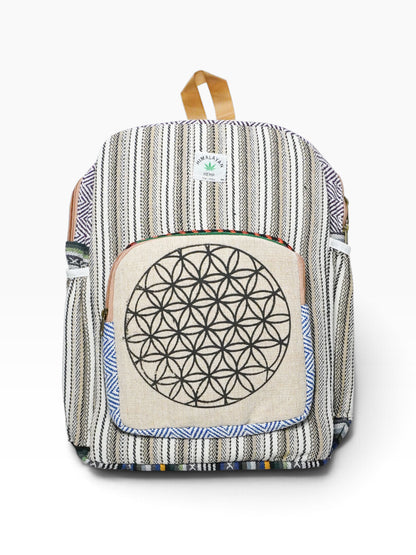 Zaino artigianale indiano in fibra di canapa - Flower of Life