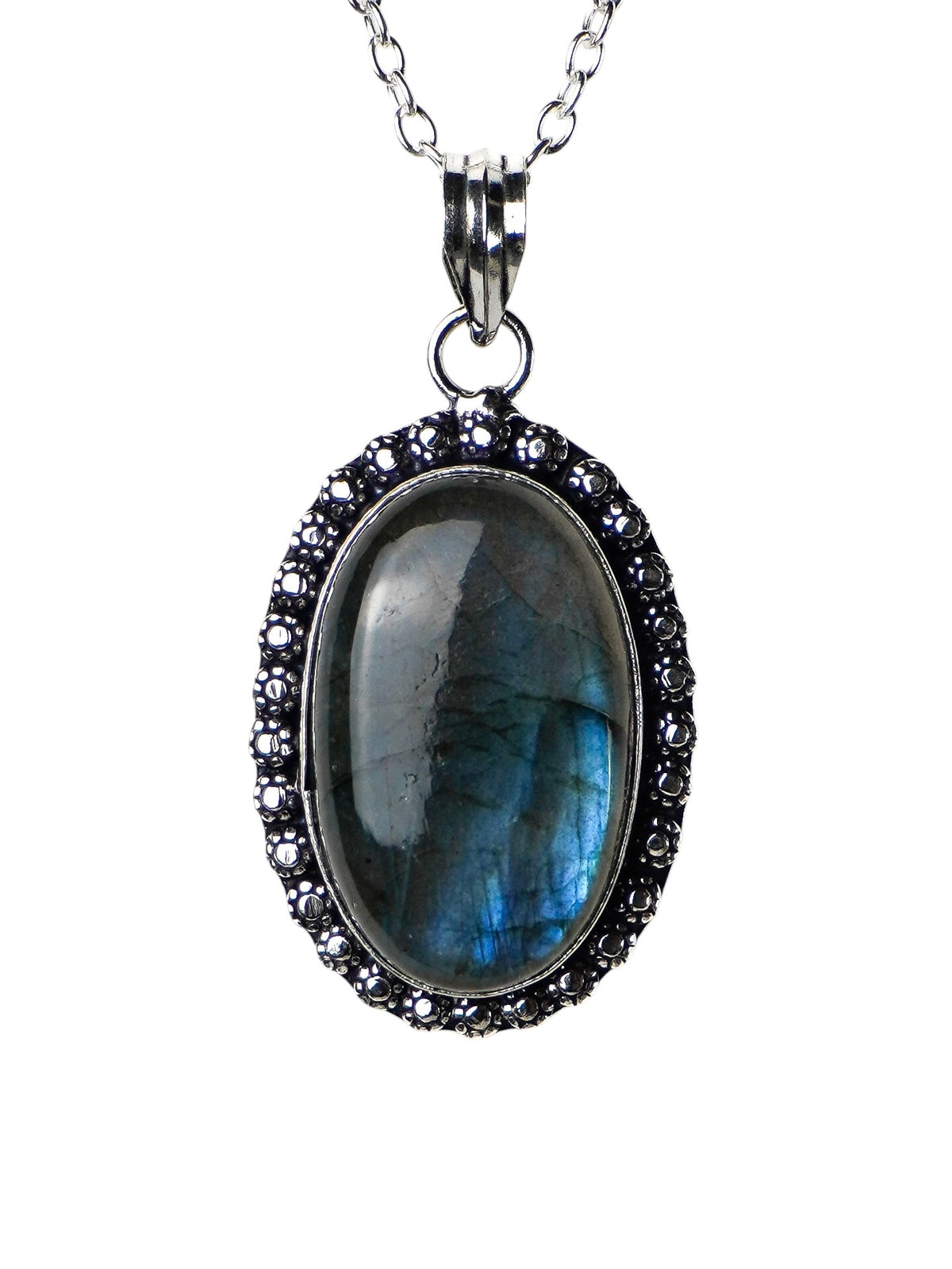 Collana Placcata Argento con Labradorite Naturale