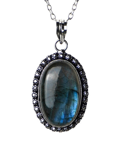 Collana Placcata Argento con Labradorite Naturale