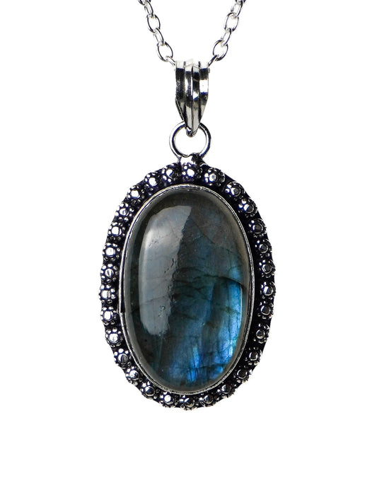 Collana Placcata Argento con Labradorite Naturale